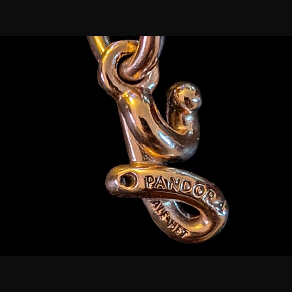 Pandora 925 Sterling Ale Adjustable Two Tone Y Retired Script Alphabet Charm - Picture 12 of 15